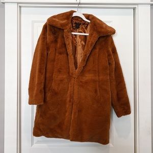 Christian Siriani Orange Faux Fur Coat